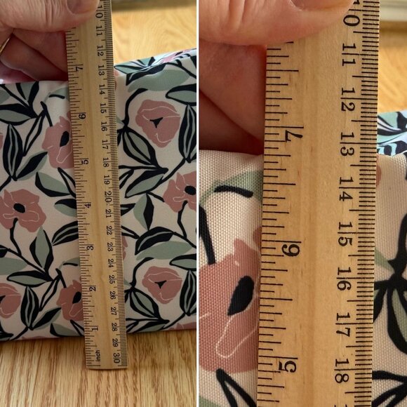 Floral Insulated Lunch Tote Bag Pockets Inside and Out Snap Drawstring New - Picture 11 of 11